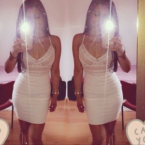 White and Nude strapping dress